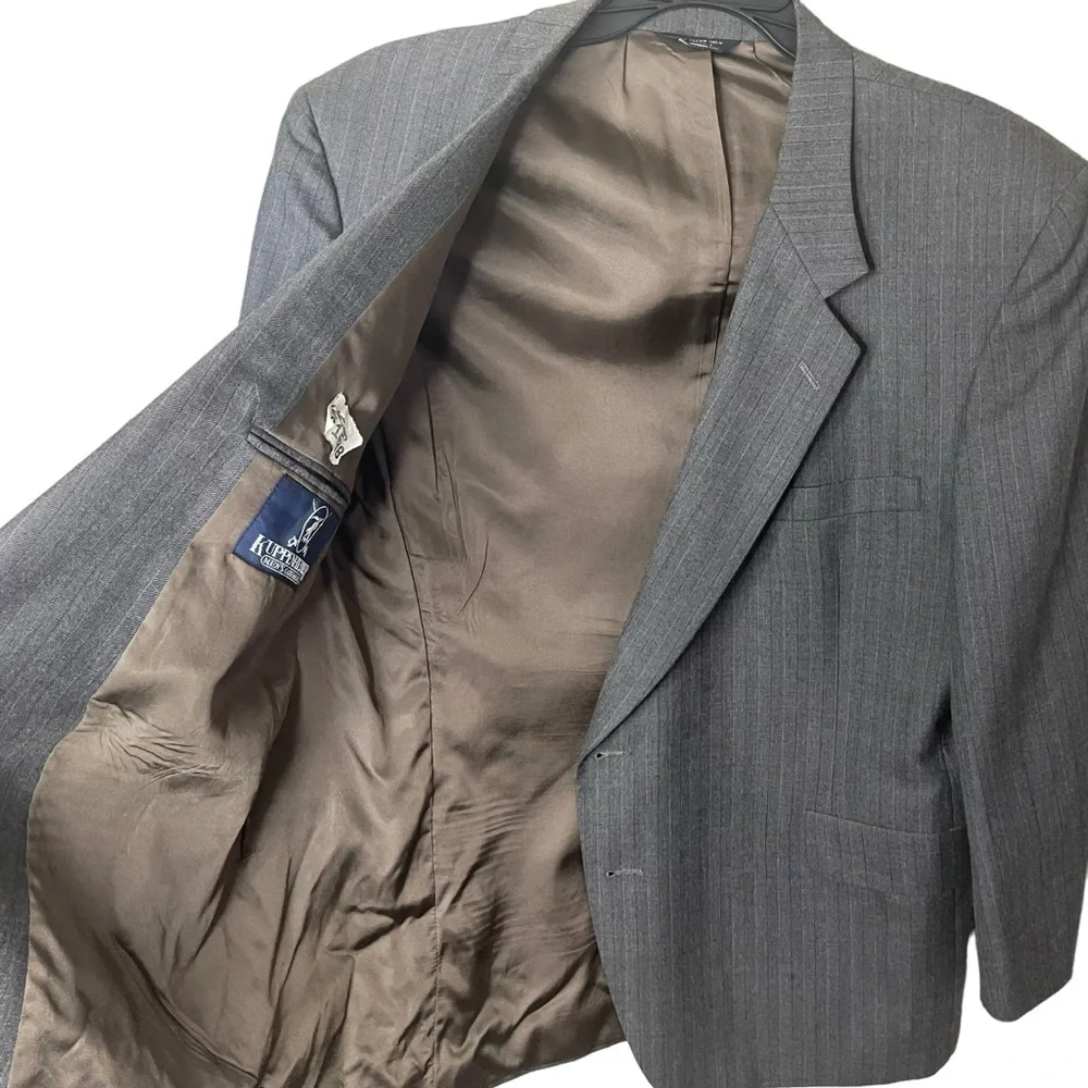 Kuppenheimer Blazer Mens 46R Gray Sport Coat Suit Jacket Wool Biella Union USA